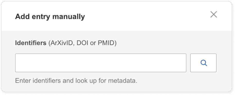 Mendeley add entry by indentifier feature